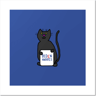 Small Cat Biden Harris Supporter Posters and Art